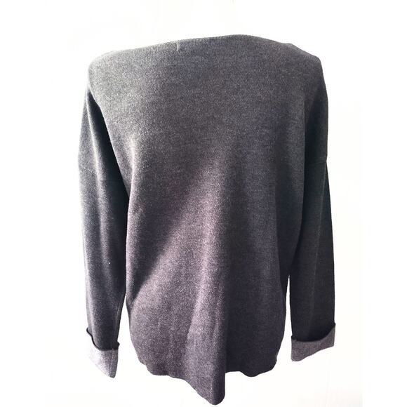 H&M Basic Gray Knit Wool Blend Long Sleeves Sweater (OUT OF STOCK AT STORE) - Picture 2 of 5